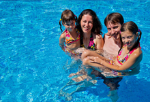 Family in a pool